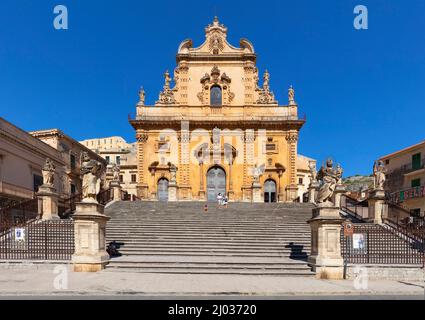 St. Peter's Cathedral, Modica, Ragusa, Val di Noto, UNESCO World Heritage Site, Sicily, Italy, Europe Stock Photo