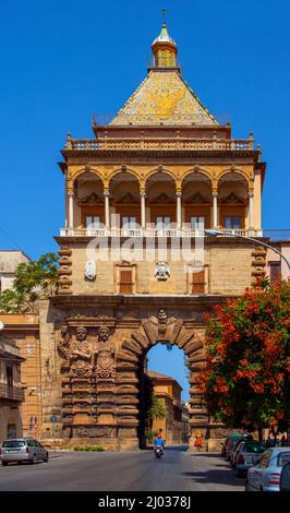 Porta Nuova, Palermo, Sicily, Italy, Europe Stock Photo