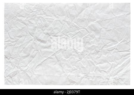 Isolated crumpled sheet paper in gentle light blue color. Stock Photo
