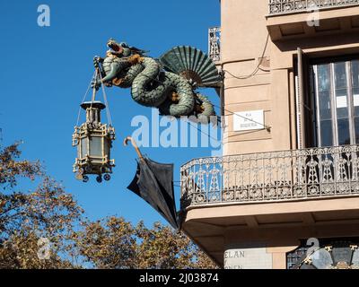 Casa Bruno Cuadros on La Rambla, Barcelona, Catalonia, Spain, Europe Stock Photo