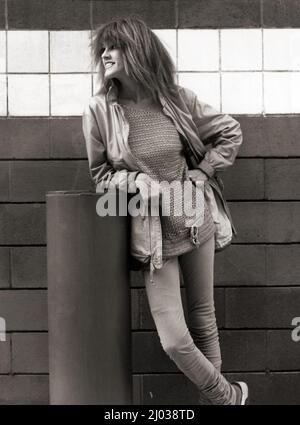 A 1982 posed portrait of Carla Bley, an avant garde jazz, composer, pianist and proponent of free jazz Stock Photo