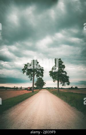 Cloudy day during summer days in the middle of nowhere Stock Photo