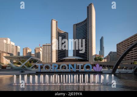 Nathan Phillips Square and Toronto City Hall, Toronto, Ontario, Canada, North America Stock Photo