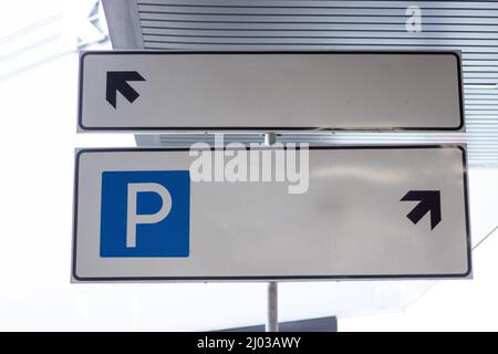 Direction indicator on the board with mockup Stock Photo