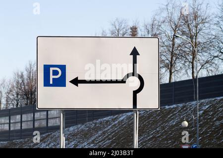 Direction indicator on the board with mockup Stock Photo
