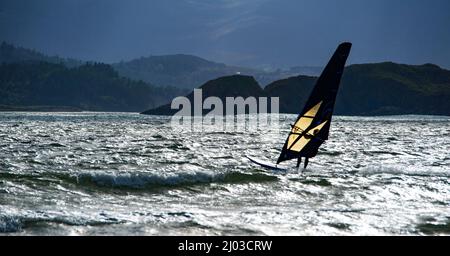 Wind Surfing at Downings in Sheephaven Bay, Rosguill, County Donegal, Ireland Stock Photo