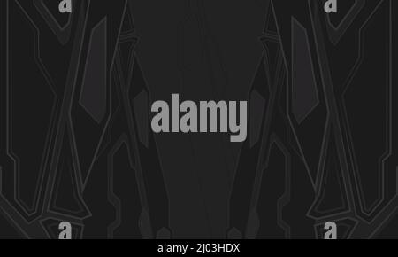 Technology black and gray futuristic gaming dark abstract background. Digital hi-tech background Stock Vector