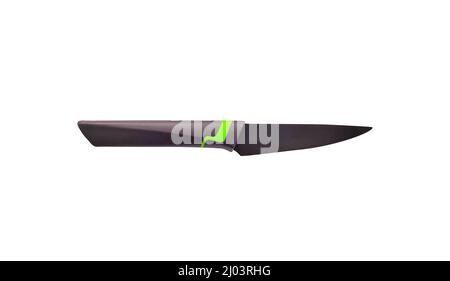 Black steel kitchen knife utensil isolated on white background. Stock Photo