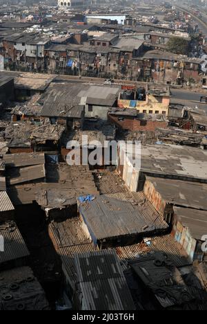 Mumbai Dec 03 2006 Aerial view of Asia's largest slums Dharavi becomes the most popular tourist destination in India now India’s 37th heritage site Stock Photo