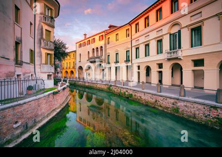 Treviso, Italy. Cityscape image of historical center of Treviso, Italy at sunrise. Stock Photo