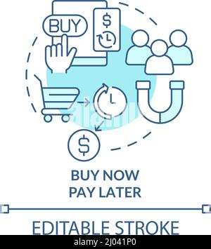 Buy now pay later turquoise concept icon Stock Vector