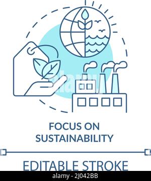 Focus on sustainability turquoise concept icon Stock Vector