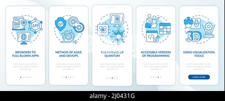 Macro trends in technology blue onboarding mobile app screen Stock Vector