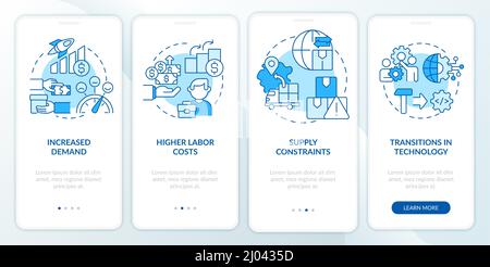 Macro trends in economy blue onboarding mobile app screen Stock Vector