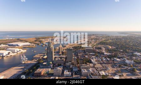 Aerial views of downtown Mobile, Alabama Stock Photo