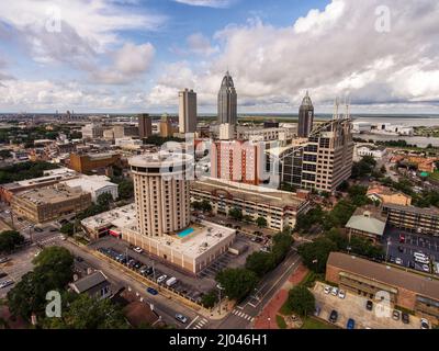 Aerial views of downtown Mobile, Alabama Stock Photo