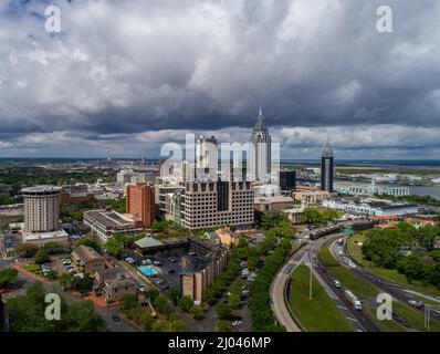 Aerial views of downtown Mobile, Alabama Stock Photo