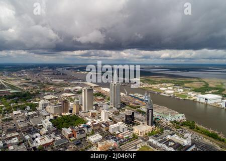 Aerial views of downtown Mobile, Alabama Stock Photo