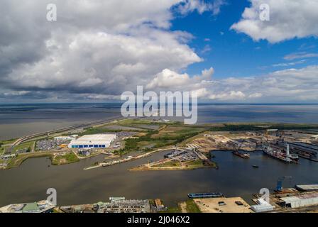 Aerial views of downtown Mobile, Alabama Stock Photo