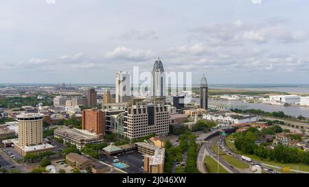 Aerial views of downtown Mobile, Alabama Stock Photo