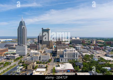 Aerial views of downtown Mobile, Alabama Stock Photo