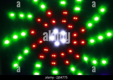 Light painting shot. Using colorful green , red and white LEDs. Stock Photo