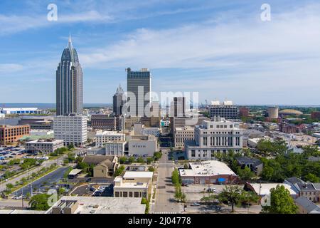 Aerial views of downtown Mobile, Alabama Stock Photo