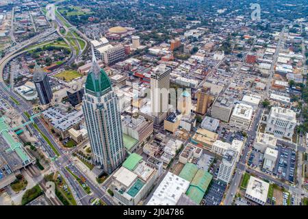 Aerial views of downtown Mobile, Alabama Stock Photo