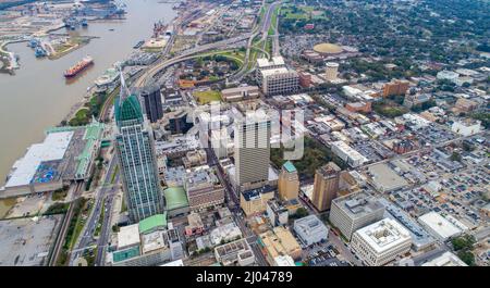 Aerial views of downtown Mobile, Alabama Stock Photo