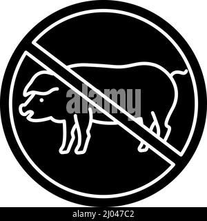 Abstain from meat consumption black glyph icon Stock Vector