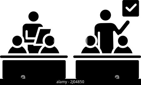 Inclusive education classroom black glyph icon Stock Vector