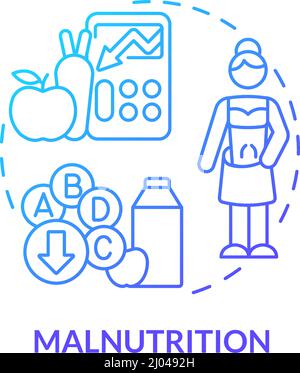 Malnutrition blue gradient concept icon Stock Vector