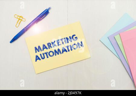 Conceptual display Marketing Automation. Internet Concept Software used by company to effectively target customer Flashy School Office Supplies Stock Photo