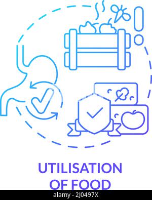 Utilisation of food blue gradient concept icon Stock Vector