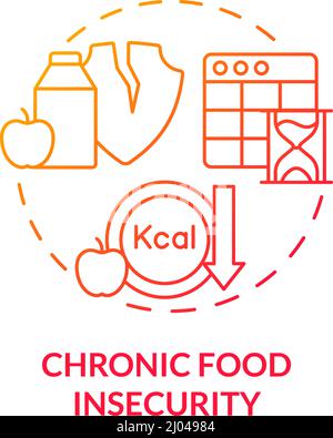 Chronic food insecurity red gradient concept icon Stock Vector