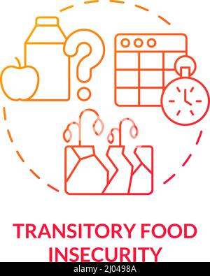 Transitory food insecurity red gradient concept icon Stock Vector