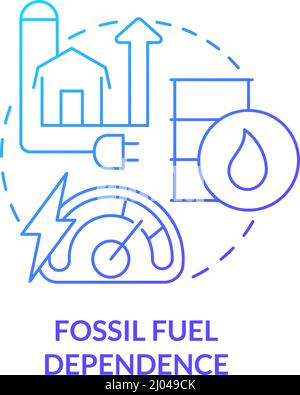 Fossil fuel dependence blue gradient concept icon Stock Vector