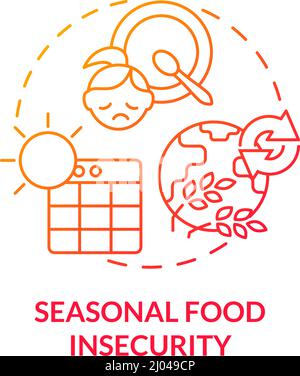 Seasonal food insecurity red gradient concept icon Stock Vector