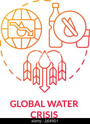 Global water crisis red gradient concept icon Stock Vector