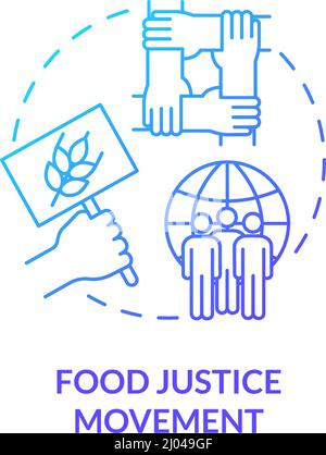 Food justice movement blue gradient concept icon Stock Vector