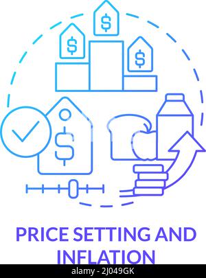 Price setting and inflation blue gradient concept icon Stock Vector