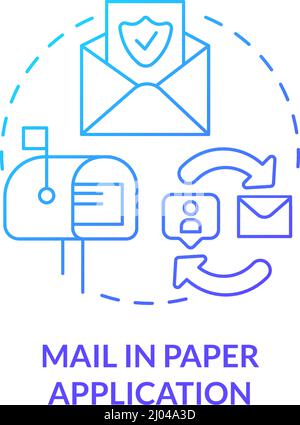 Mail in paper application blue gradient concept icon Stock Vector