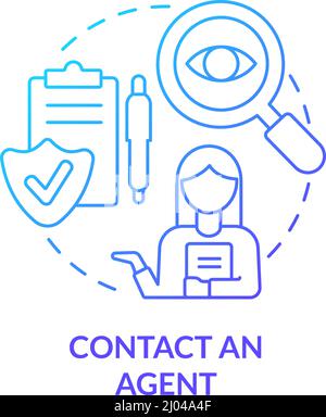 Contact agent blue gradient concept icon Stock Vector