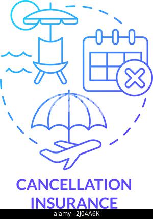 Cancellation insurance blue gradient concept icon Stock Vector