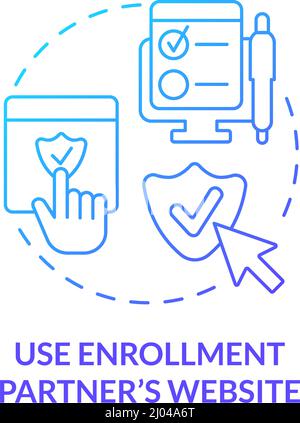 Use enrollment partner website blue gradient concept icon Stock Vector