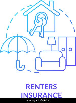 Renters insurance blue gradient concept icon Stock Vector