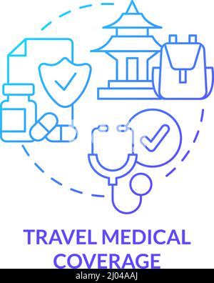 Travel medical coverage blue gradient concept icon Stock Vector