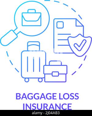 Baggage loss insurance blue gradient concept icon Stock Vector