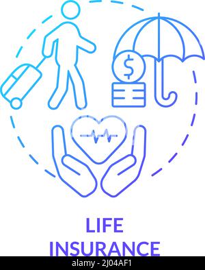Life insurance blue gradient concept icon Stock Vector