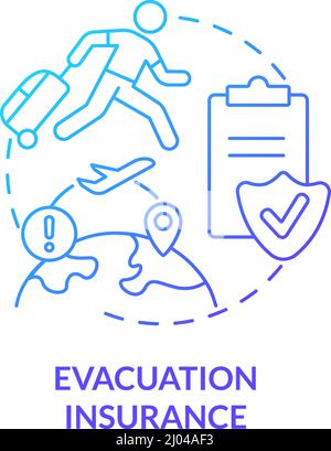 Evacuation insurance blue gradient concept icon Stock Vector